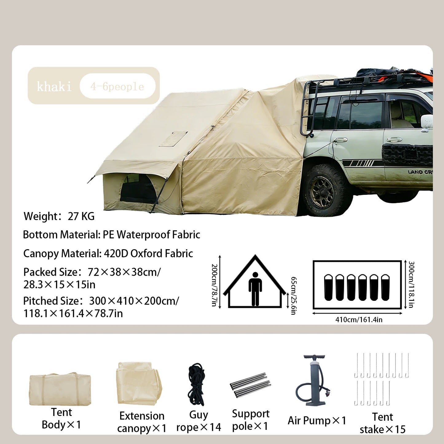 Inflatable Camping Tent With Skylight Quick Air Flow Mesh