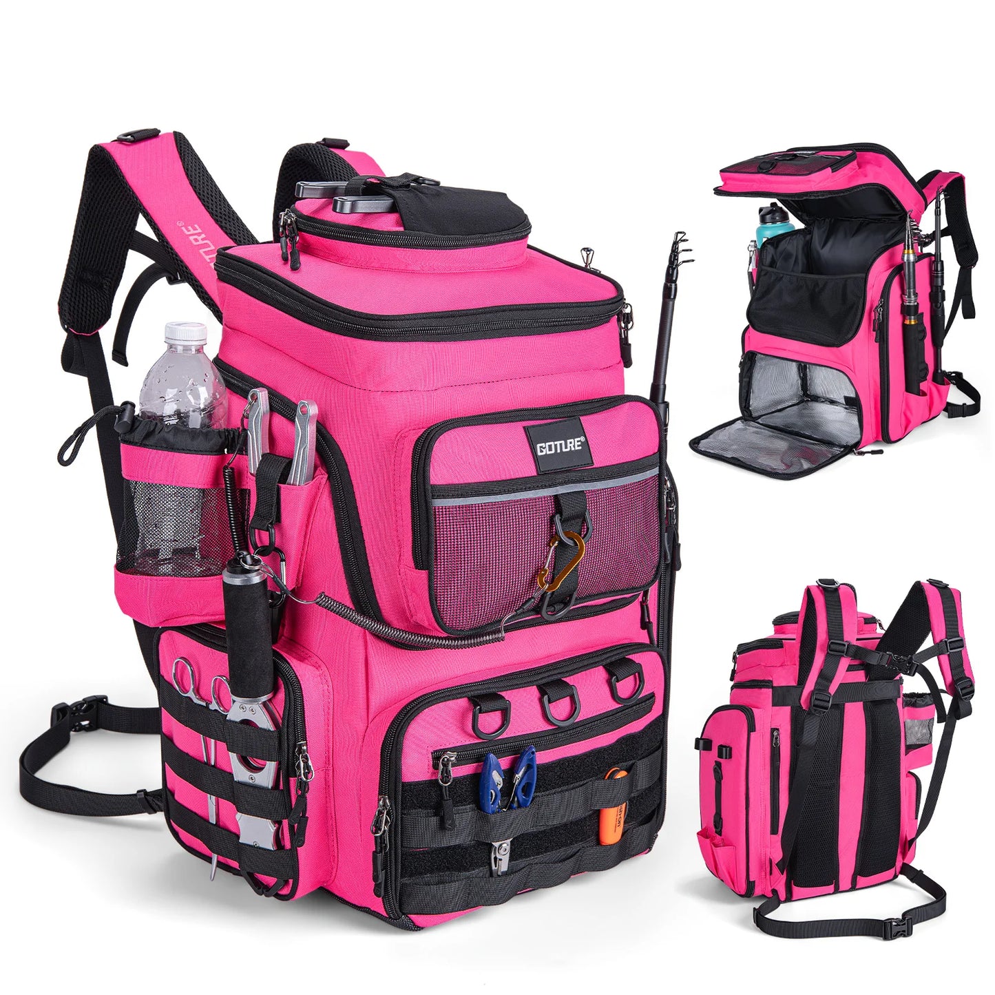 Goture Waterproof Non Slip Fishing Backpack With Adjustable Rod Holders