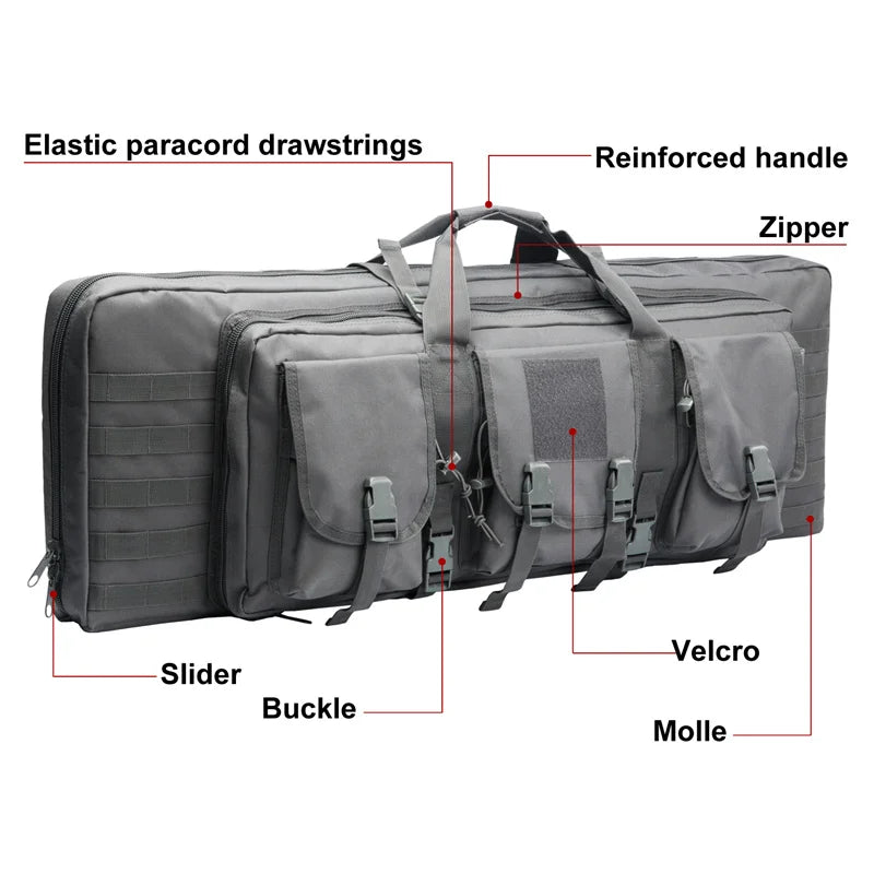 LQARMY Tactical Double Rifle Case Molle Gun Bag Airsoft