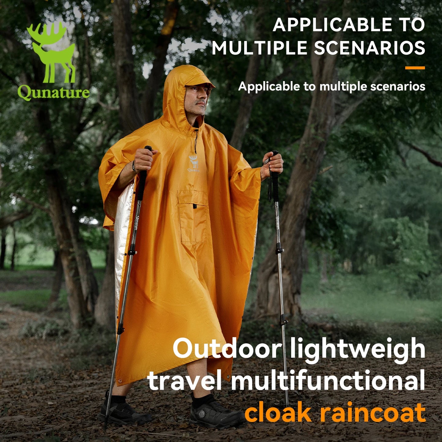 Qunature Multifunctional Waterproof Raincoat For Hiking Outdoor Fishing Camping