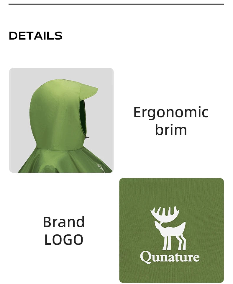 Qunature Multifunctional Waterproof Raincoat For Hiking Outdoor Fishing Camping