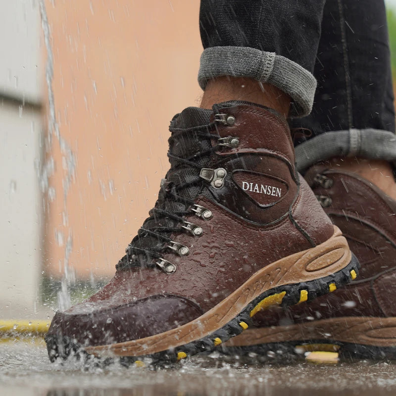 VEIGAR Waterproof Leather Safety Work Boots For Men Indestructible