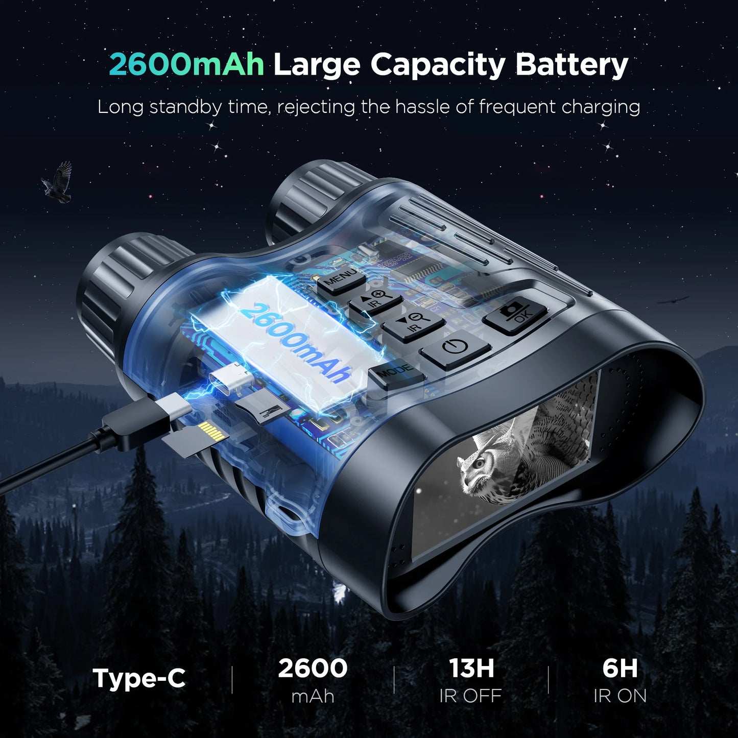 Letcmoi Rechargeable Night Vision Telescope 4K Infrared Binocular 8x Zoom