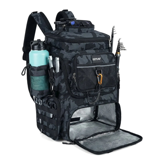 Goture Waterproof Non Slip Fishing Backpack With Adjustable Rod Holders