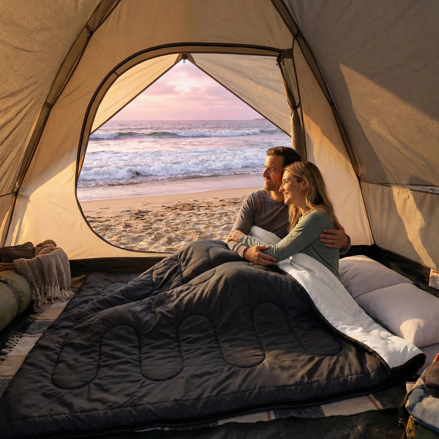 Double Sleeping Bag For Adults With Pillow 3 Season
