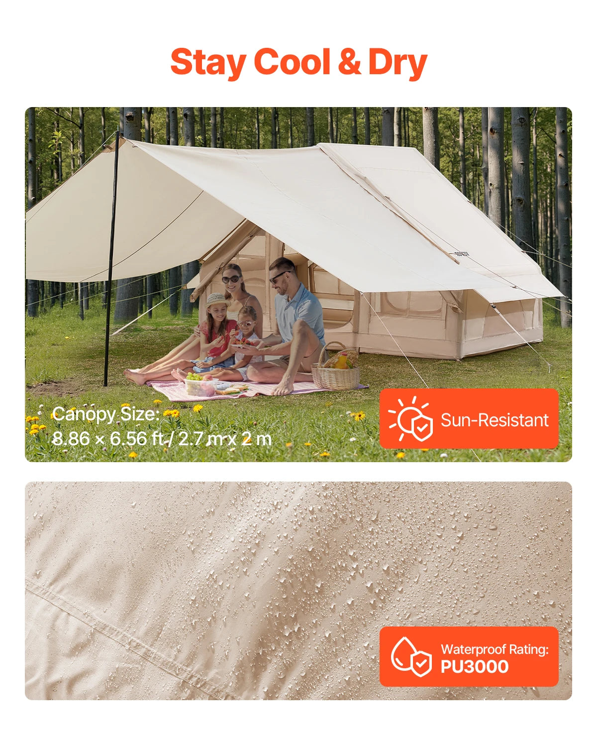 Vevor 3-5 Person Inflatable Camping Tent With Hand Pump