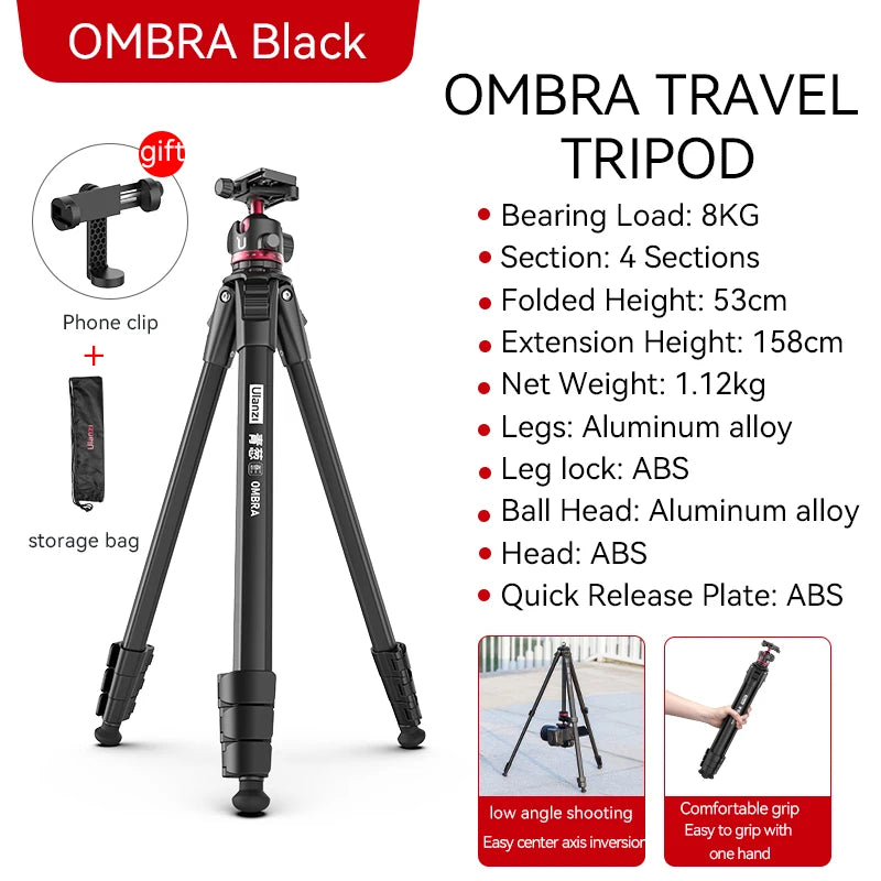 Ulanzi Ombra Aluminum Travel Tripod For Smartphone And Dslr Photography