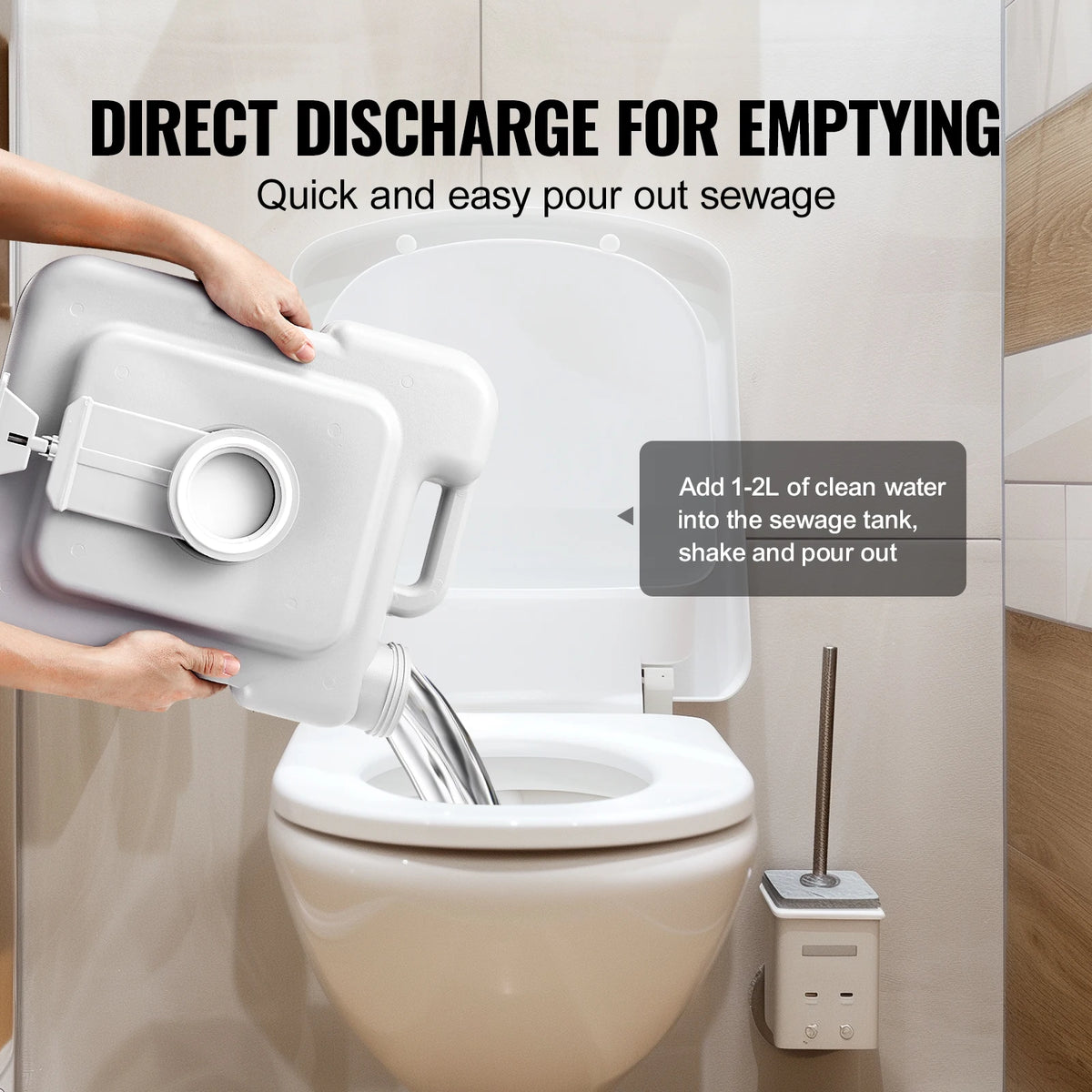 SucceBuy Portable Camping Toilet Push Button Pressurized Flush Commode