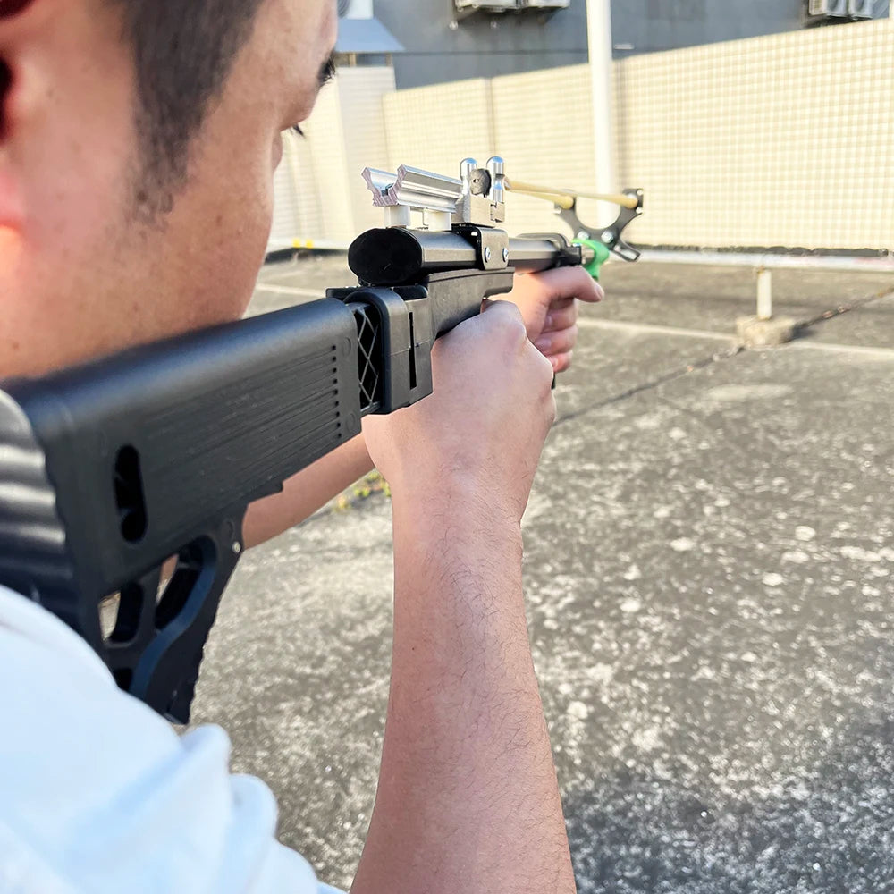 Metal Trigger Slingshot With Folding Shoulder Support For Hunting