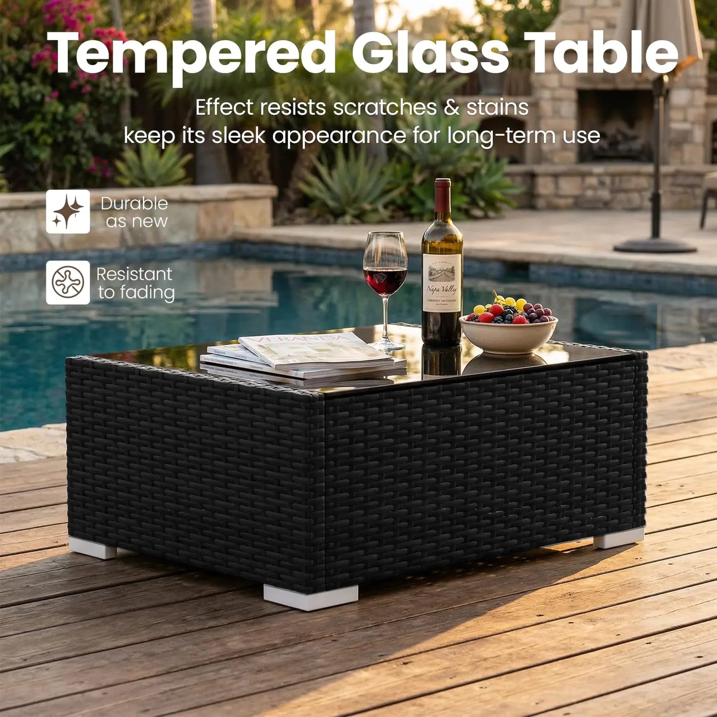 XIAOLANG Outdoor Patio Furniture Set With Gas Fire Pit Table