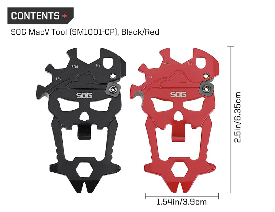 SOG MacV 12-in-1 Skull Keychain Multi-Tool