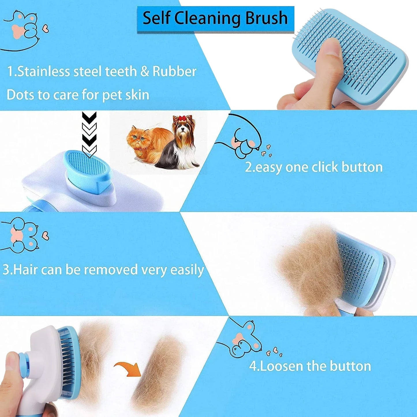 Dog Hair Remover Brush For Cats And Dogs Grooming Cleaning