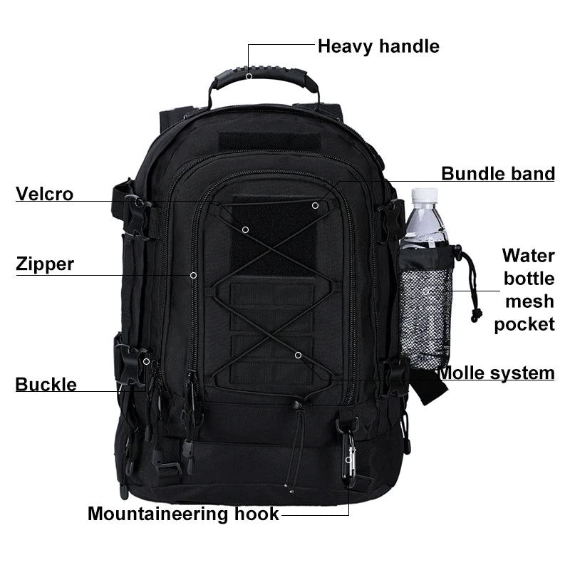 LQARMY Military Tactical Backpack Molle Rucksack For Outdoor Adventure
