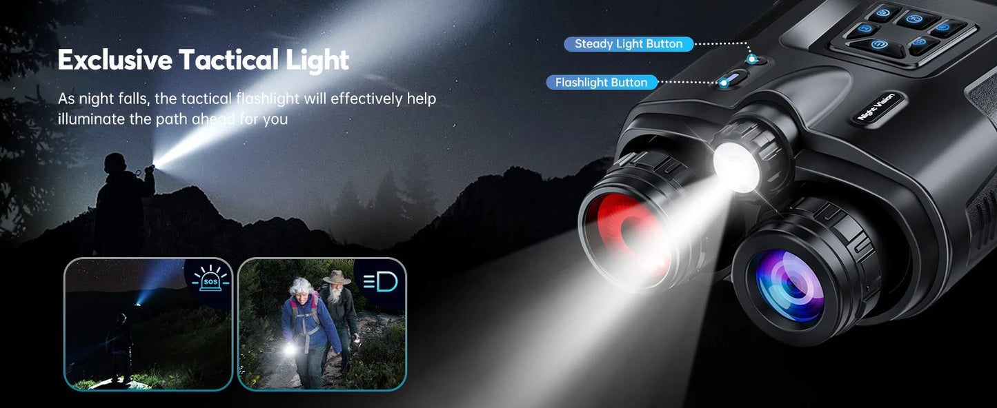 Letcmoi 4K Night Vision Binoculars With 8x Digital Zoom And Tactical Light