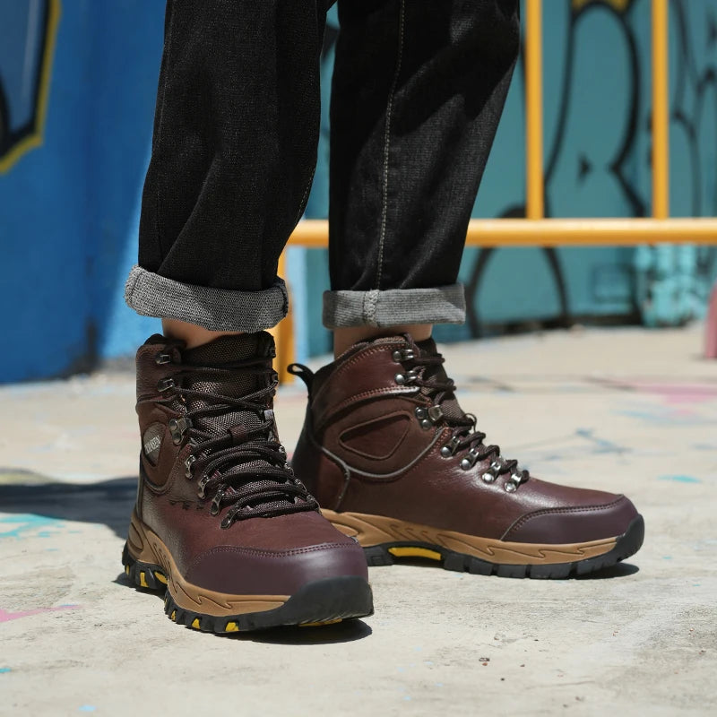 VEIGAR Waterproof Leather Safety Work Boots For Men Indestructible