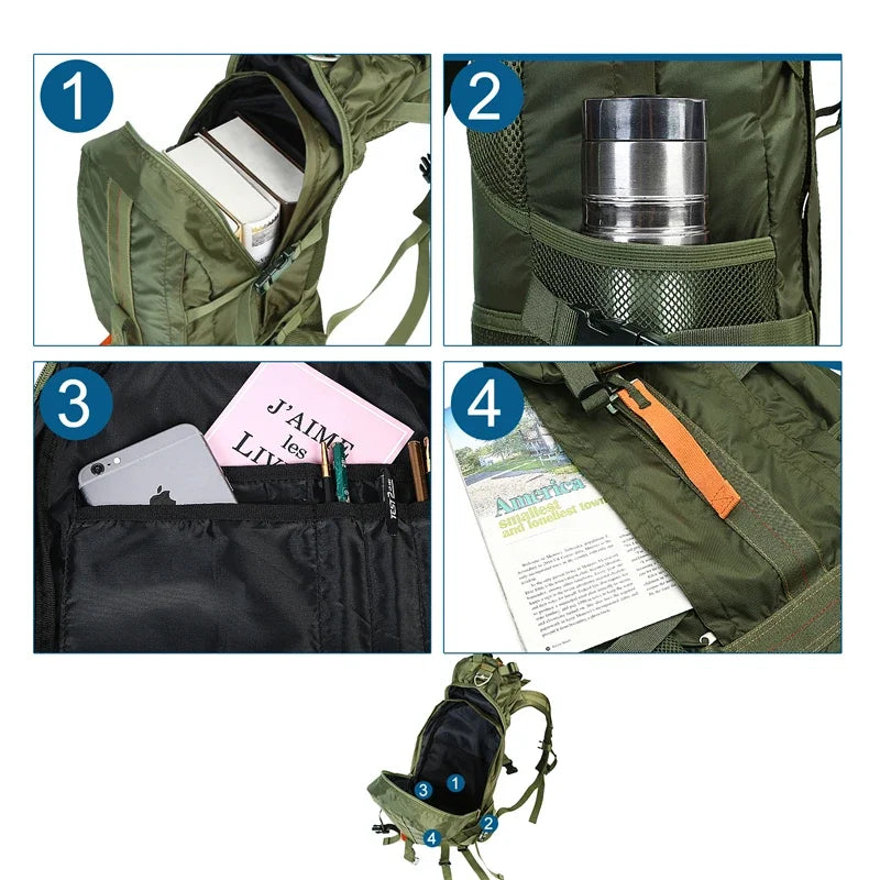 LQARMY Travel Hiking Backpack Waterproof Daypack for Outdoor Adventures