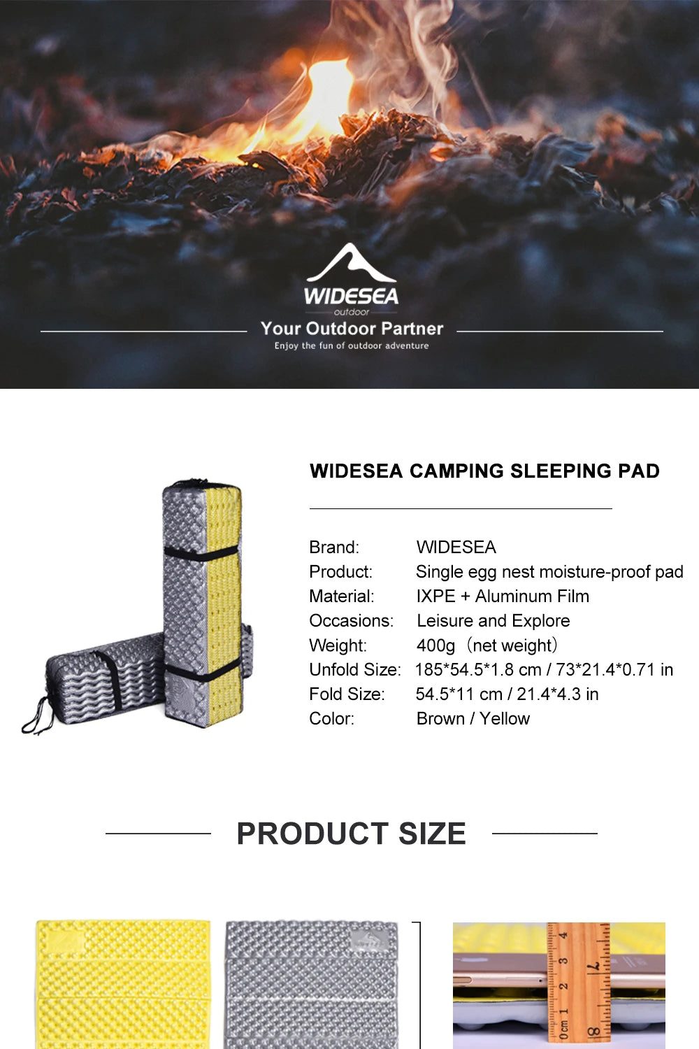 Widesea Camping Mat Portable Sleeping Pad Waterproof Trekking Travel
