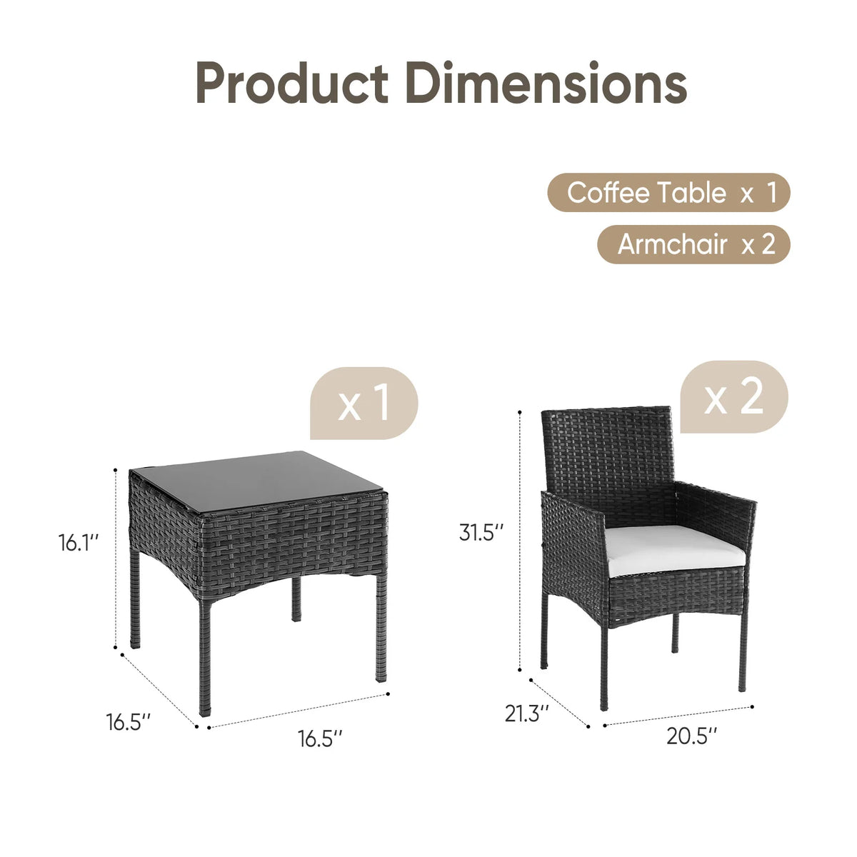 JHK All Weather Wicker Patio Furniture Set With Cushions