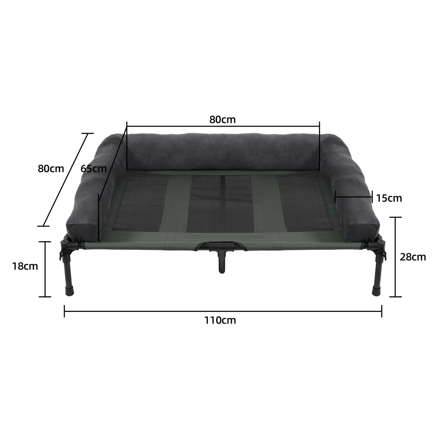 BINGOPAW Elevated Dog Bed Indoor Outdoor Lounger With Detachable Bolster