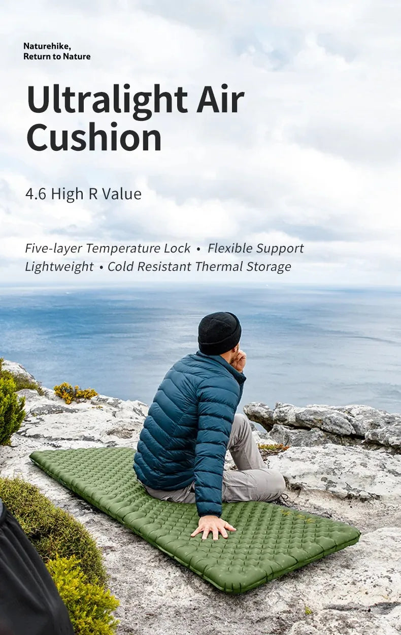 Naturehike Ultralight Sleeping Pad Insulated Inflatable Sleeping Pad R4.6 Inflatable Air Mat 4 Seasons Outdoor Camping Air Mattress