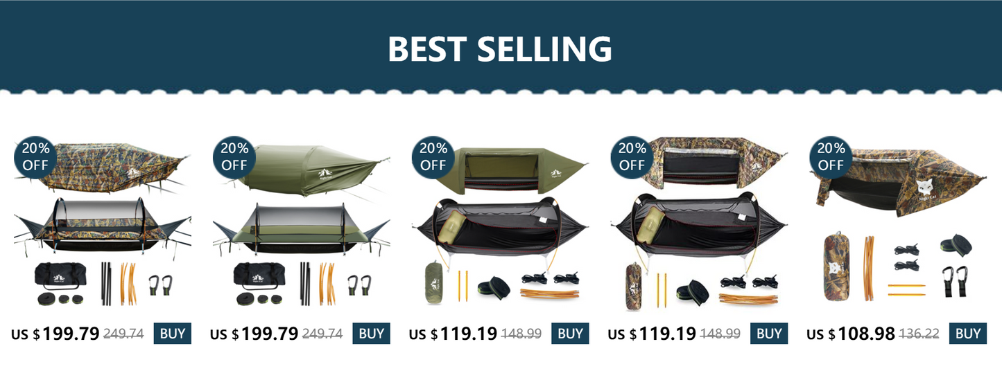 Night Cat Hammock Tent With Mosquito Net And Waterproof Rainfly