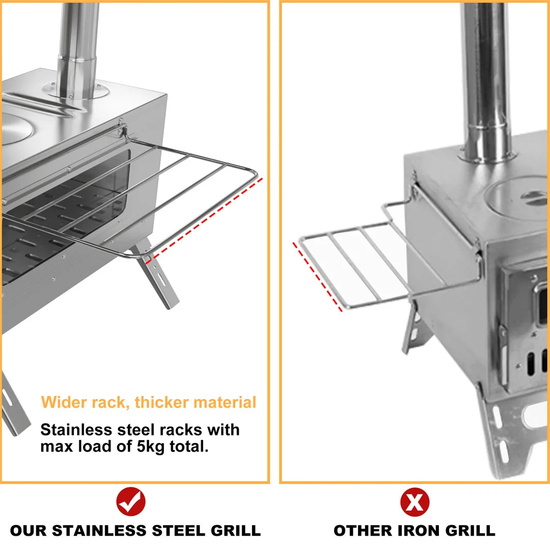 Portable Wood Burning Stove for Outdoor Heating and Cooking