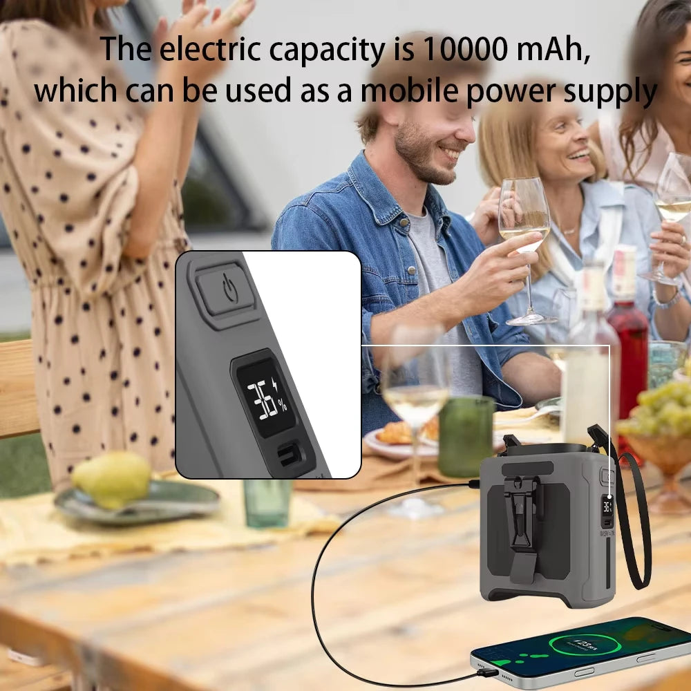10000mAh Portable Waist Fan With 5 Speed USB Rechargeable Clip