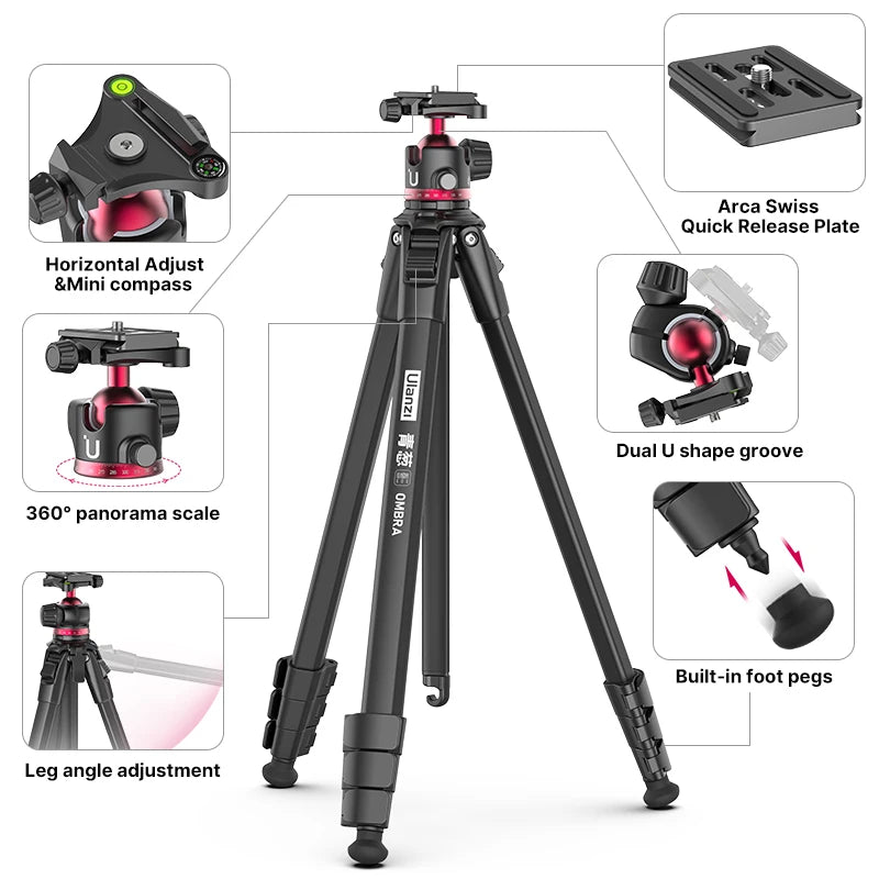 Ulanzi Ombra Aluminum Travel Tripod For Smartphone And Dslr Photography