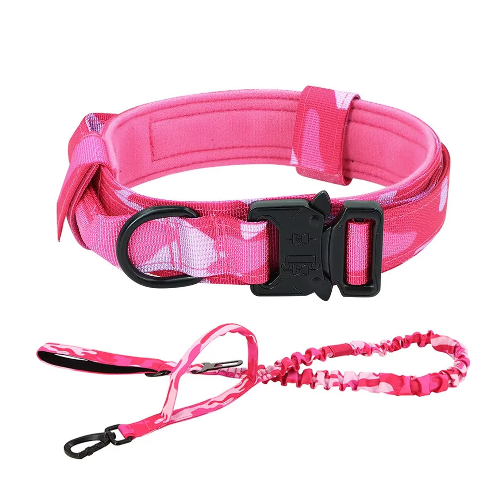 Adjustable Dog Training Collar and Leash Set Tactical