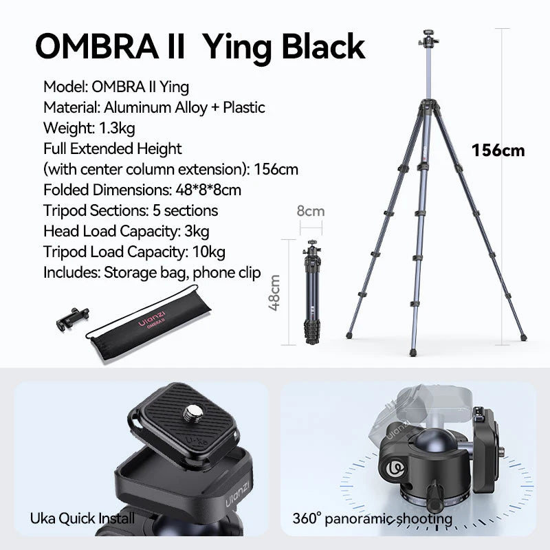 Ulanzi Ombra Aluminum Travel Tripod For Smartphone And Dslr Photography