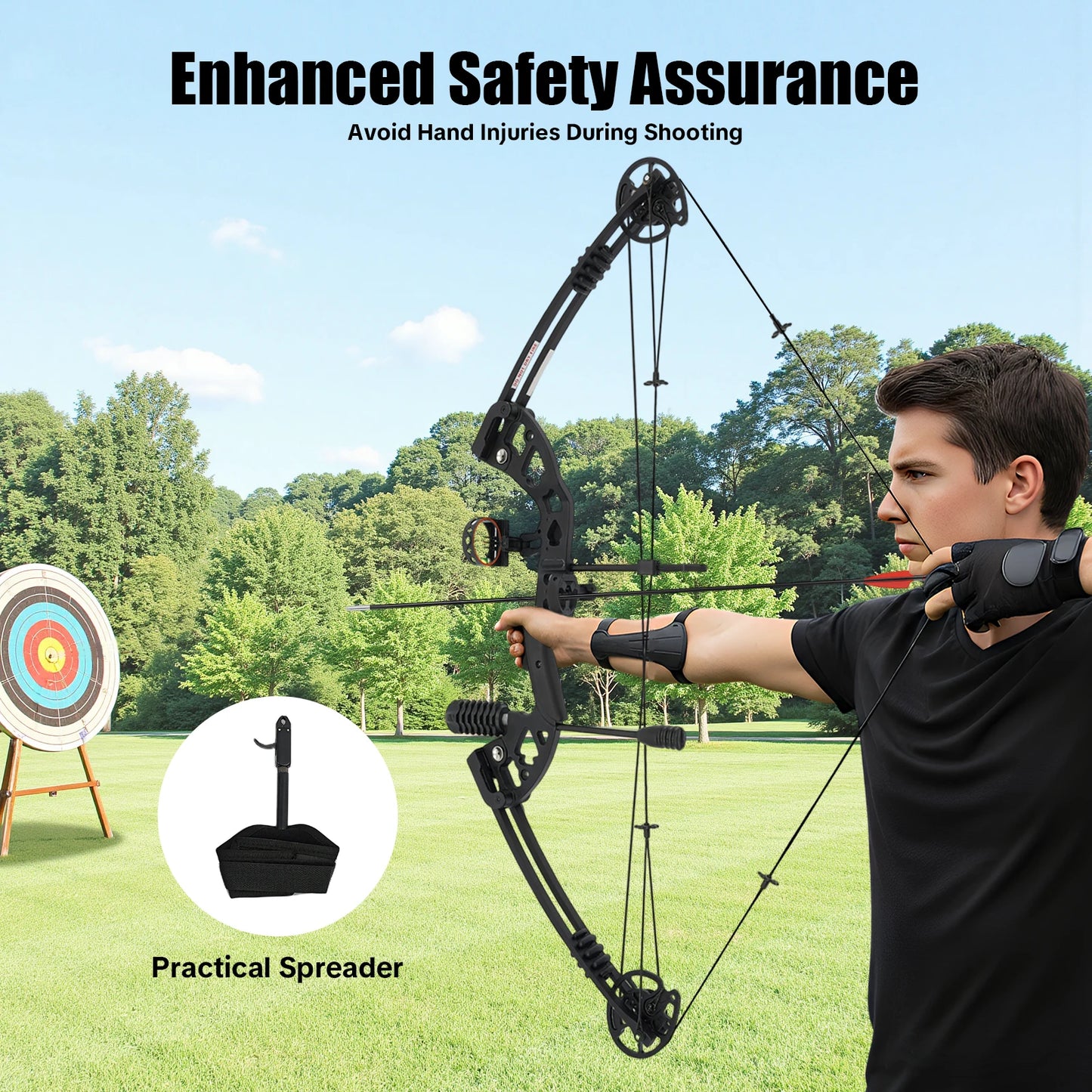 Right Handed Compound Bow Kit With Twelve Arrows For Beginners