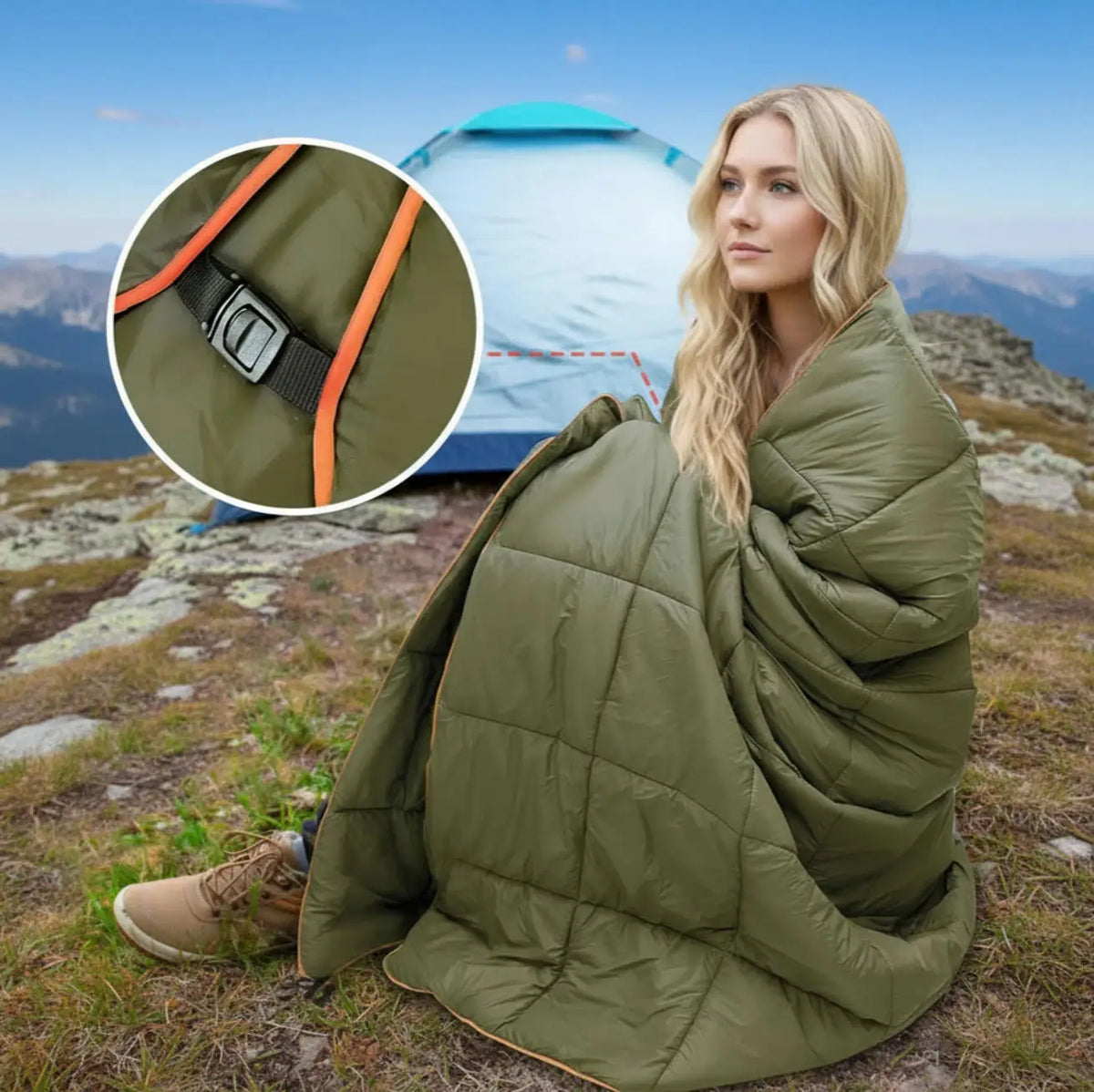 Outdoor Puffy Camping Blanket Lightweight Waterproof Down Alternative Quilt