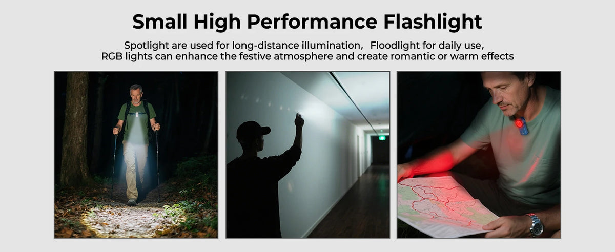 Wurkkos HD03 680LM Mini Clip Light USB Rechargeable Pocket Flashlight Spotlight/Floodlight Portable RGB Torch with Magnet