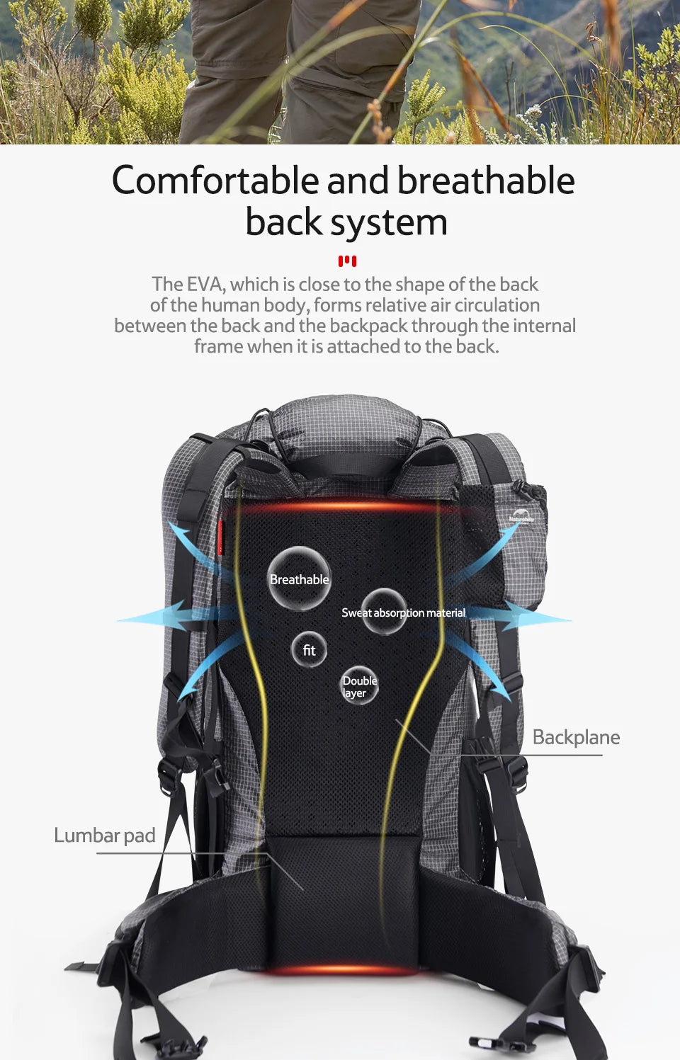Naturehike Waterproof Mountain Backpack With Rain Cover For Hiking