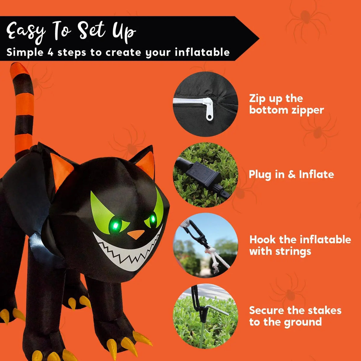 Joyfy Crawling Cat Halloween Inflatable With Moving Head