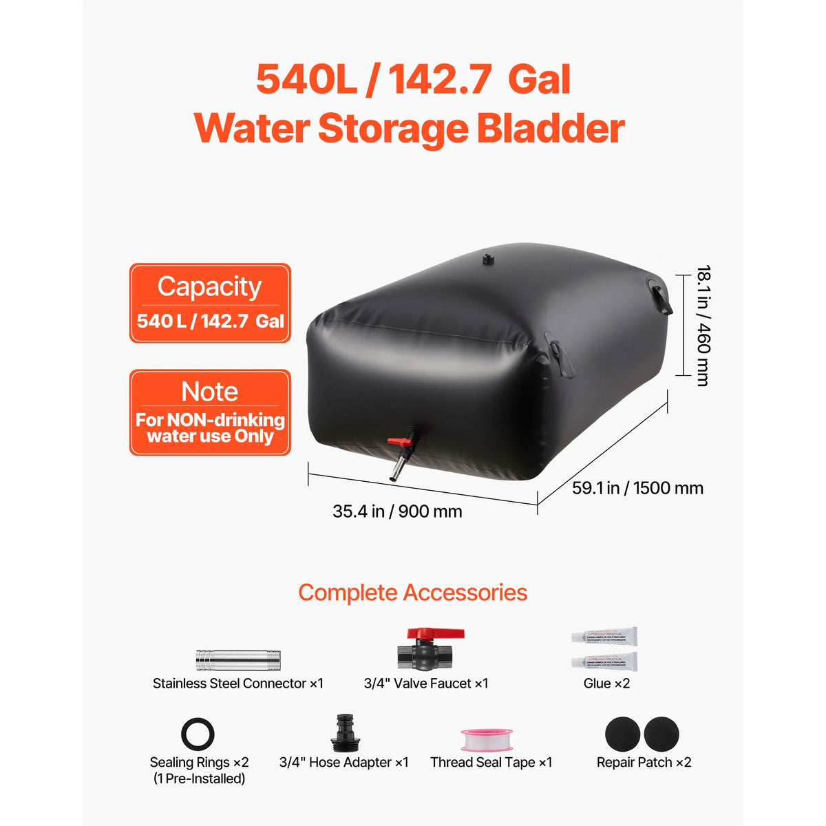 SucceBuy Collapsible TPU Water Storage Bladder For Camping And Irrigation
