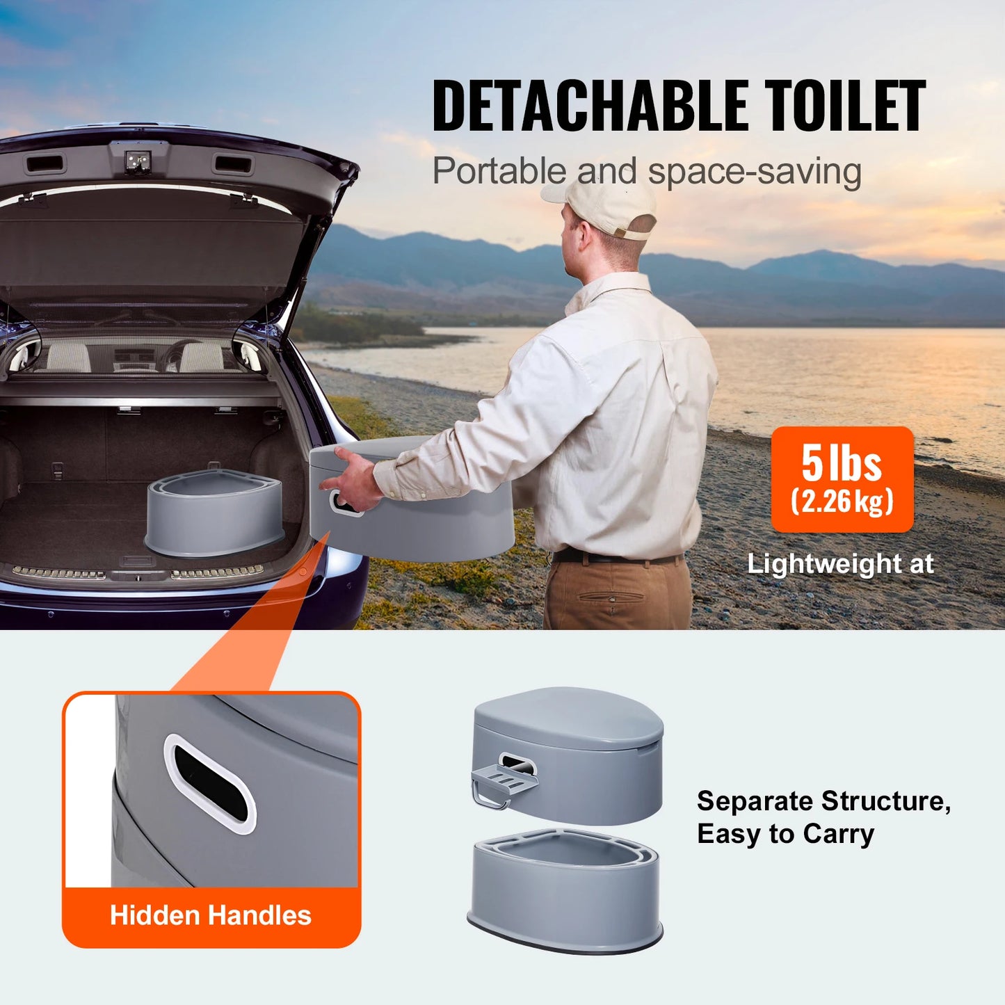 SucceBuy Portable Toilet For Camping Outdoor Travel With Detachable Bucket
