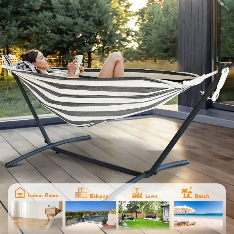 Gyroor Adjustable Hammock with Stand – 600 lb Capacity