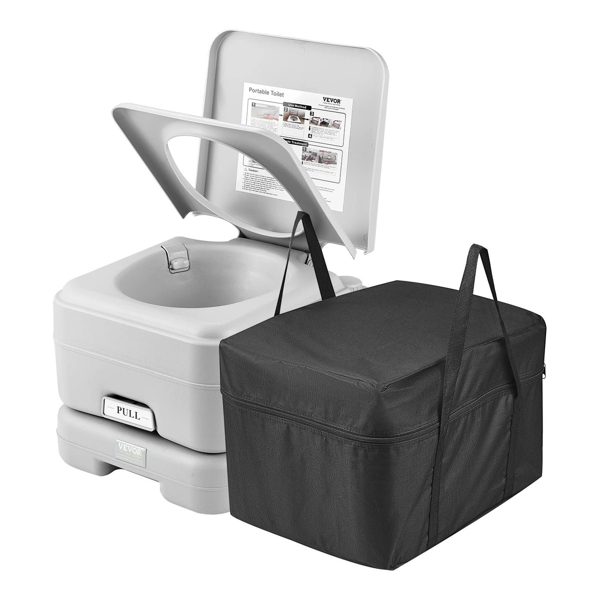 SucceBuy Portable Camping Toilet Push Button Pressurized Flush Commode