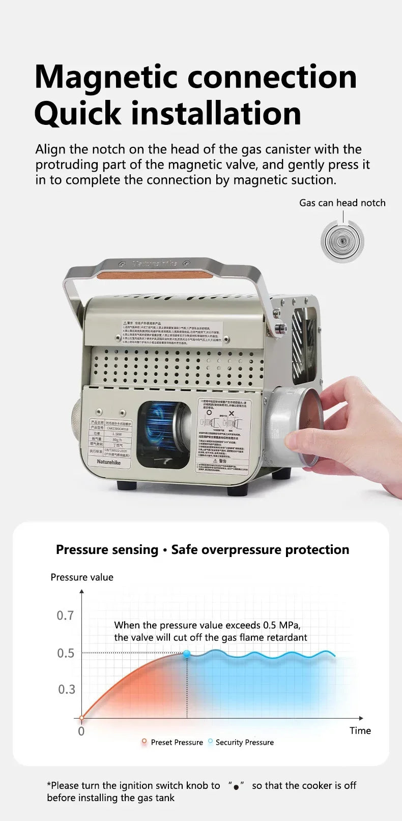 Naturehike Portable Cassette Heating Stove For Indoor Outdoor Camping