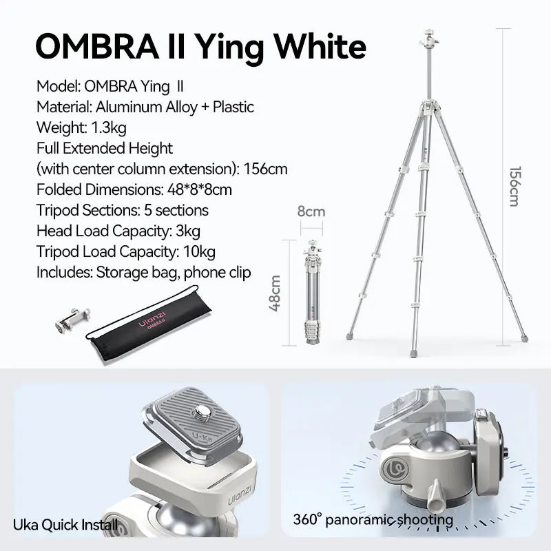 Ulanzi Ombra Aluminum Travel Tripod For Smartphone And Dslr Photography