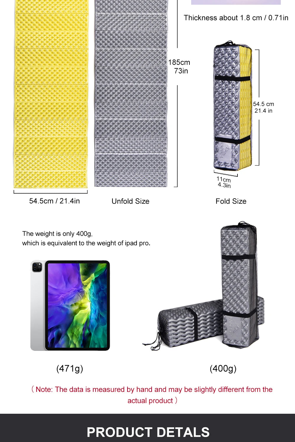 Widesea Camping Mat Portable Sleeping Pad Waterproof Moistureproof