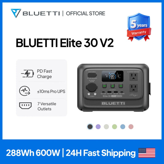 BLUETTI Elite 30 V2 Portable Power Station 288Wh 600W Peak