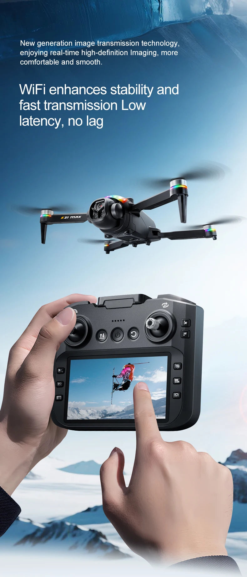 ZNLYRION Brushless Motor Foldable RC Drone With Dual Camera
