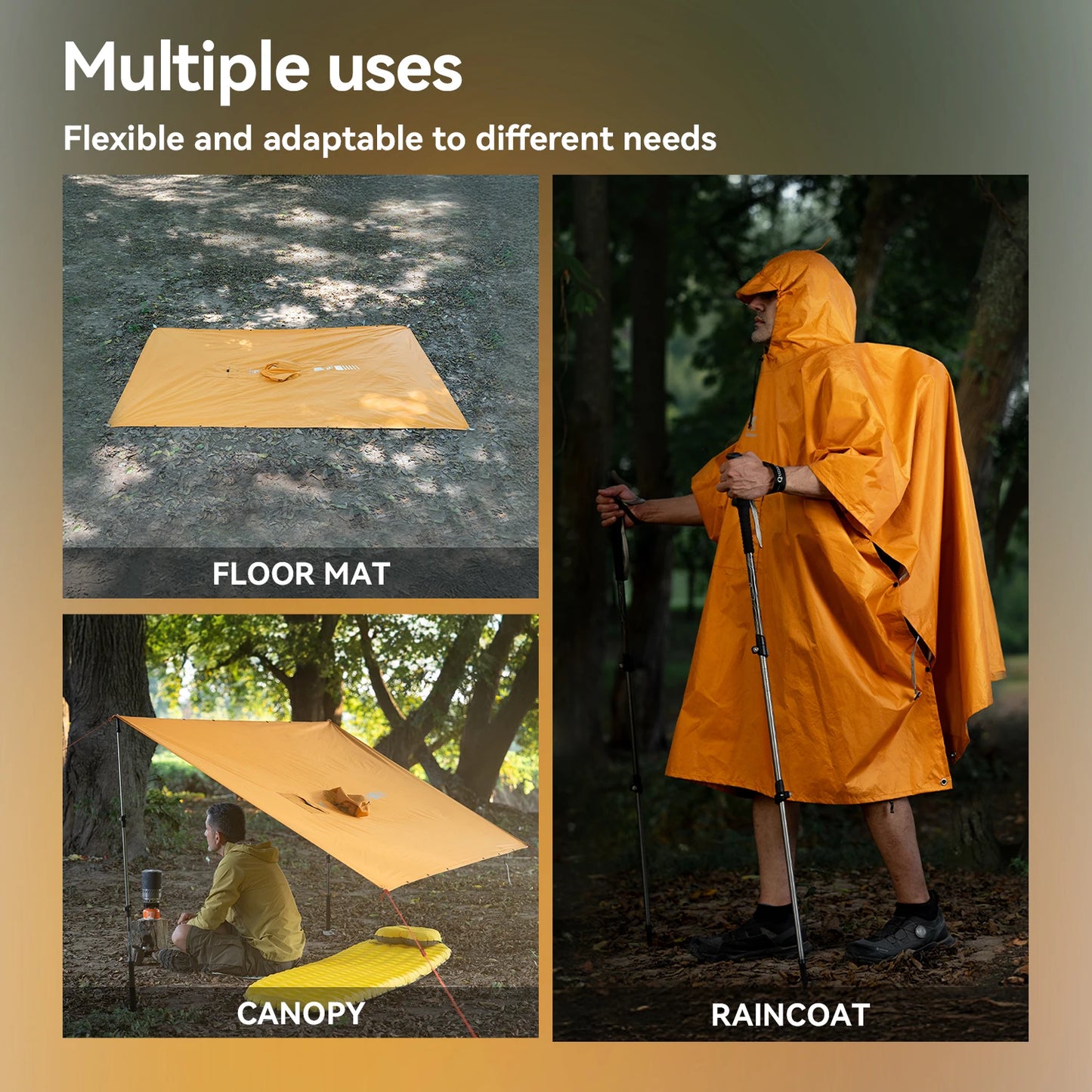 Qunature Multifunctional Waterproof Raincoat For Hiking Outdoor Fishing Camping