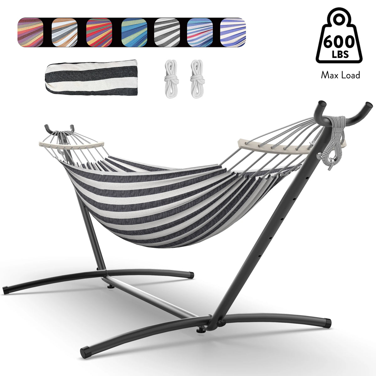 Gyroor Adjustable Hammock with Stand – 600 lb Capacity