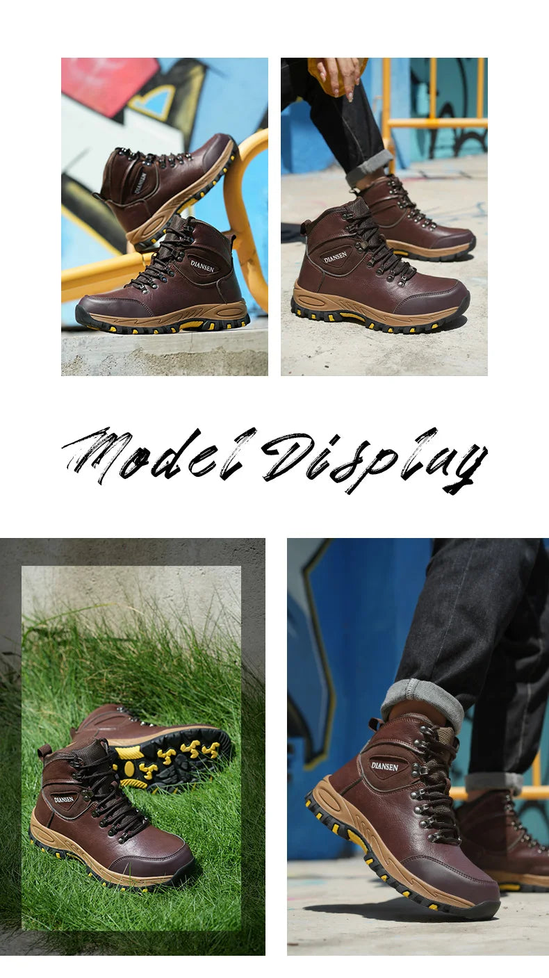 VEIGAR Waterproof Leather Safety Work Boots For Men Indestructible
