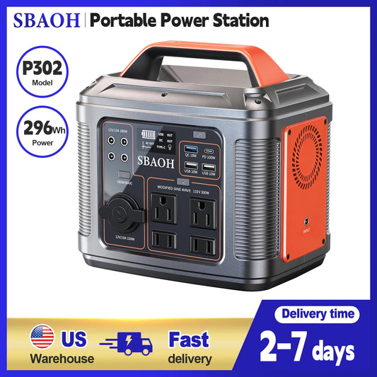 SBAOH Portable Power Station 300W 296Wh Solar Generator