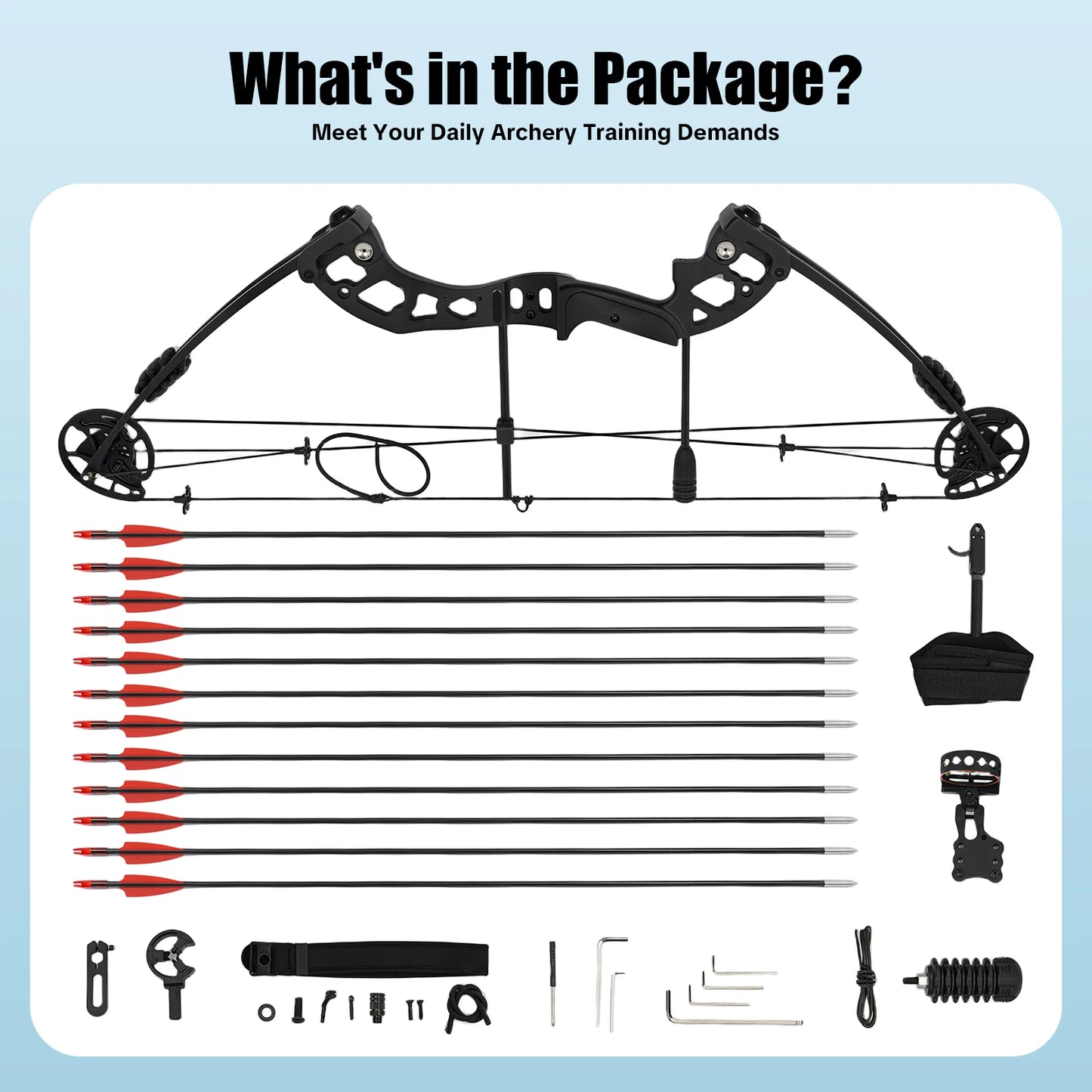 Right Handed Compound Bow Kit With Twelve Arrows For Beginners
