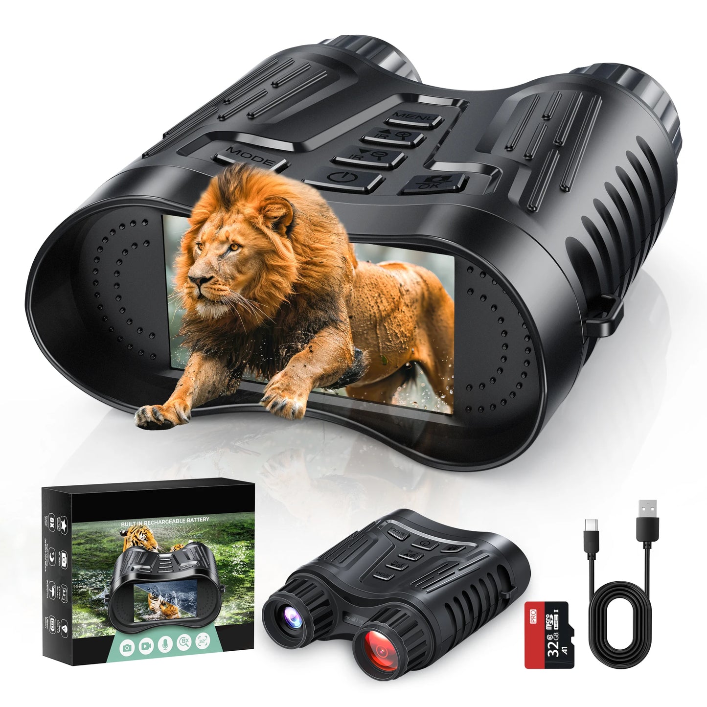 Letcmoi Rechargeable Night Vision Telescope 4K Infrared Binocular 8x Zoom